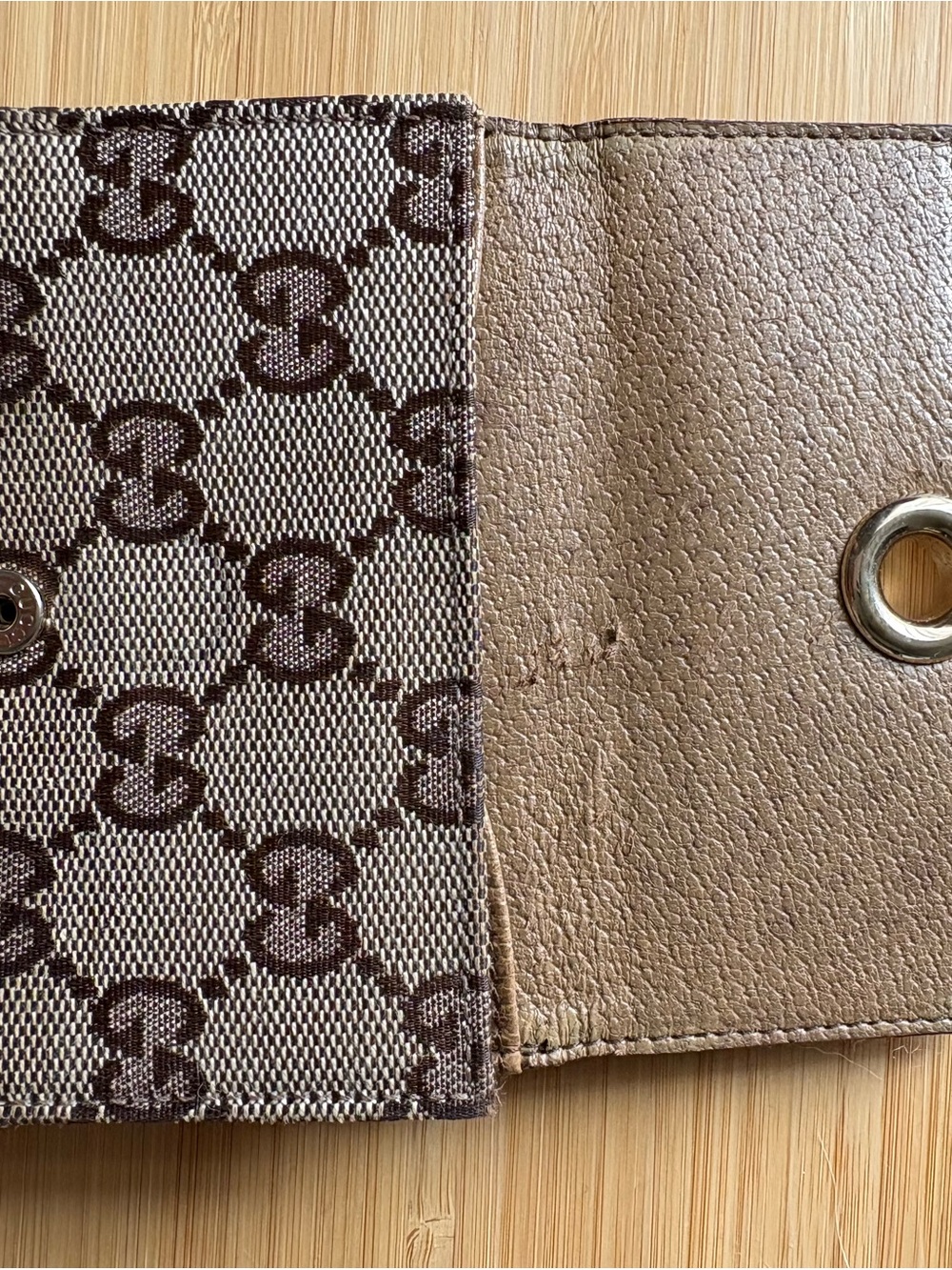 Gucci Brown GG Canvas Snap Wallet with Gold-Tone Accent - Picture 5 of 8